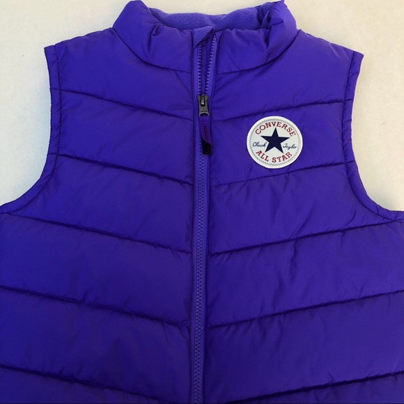 CONVERSE girls puffer PURPLE VEST medium 10/12 EUC - Picture 2 of 9